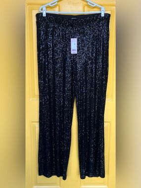 NWT Wild Fable Black Sequin Sparkly Mid-Rise Pants Size XXL, Night Out Pants